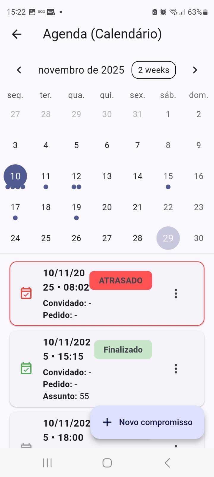 Agenda do app CRUD