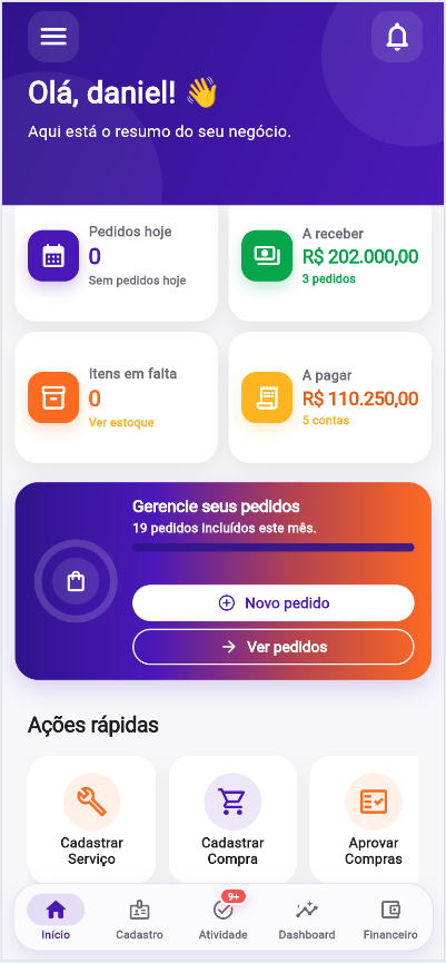 Tela inicial do app CRUD